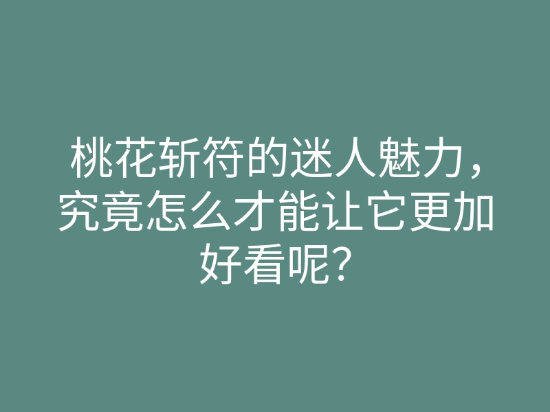 桃花斩符的迷人魅力,究竟怎么才能让它更加好看呢?