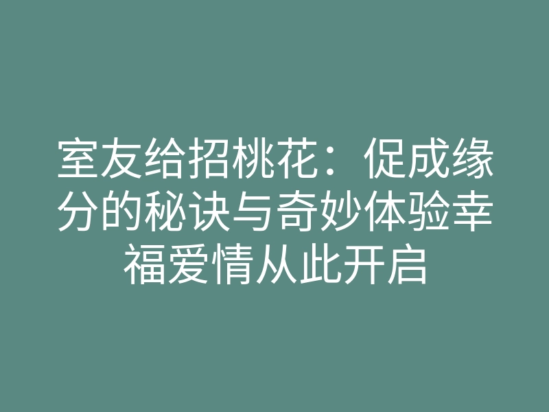 室友给招桃花:促成缘分的秘诀与奇妙体验幸福爱情从此开启
