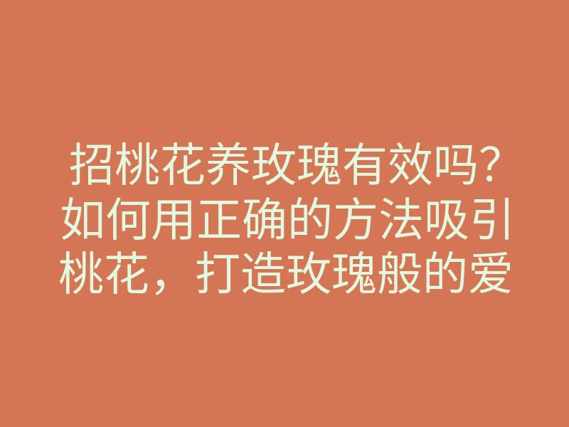 招桃花养玫瑰有效吗?如何用正确的方法吸引桃花,打造玫瑰般的爱情生活