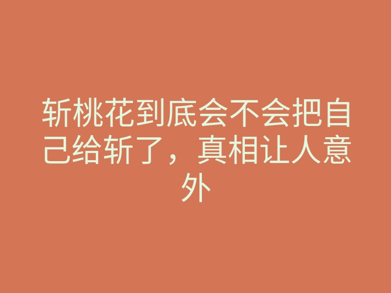 斩桃花到底会不会把自己给斩了,真相让人意外