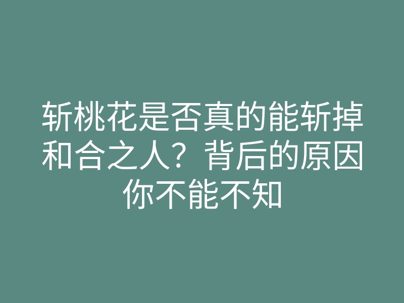 斩桃花是否真的能斩掉和合之人?背后的原因你不能不知