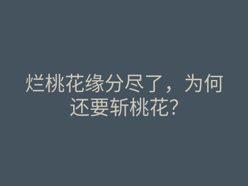 烂桃花缘分尽了,为何还要斩桃花?