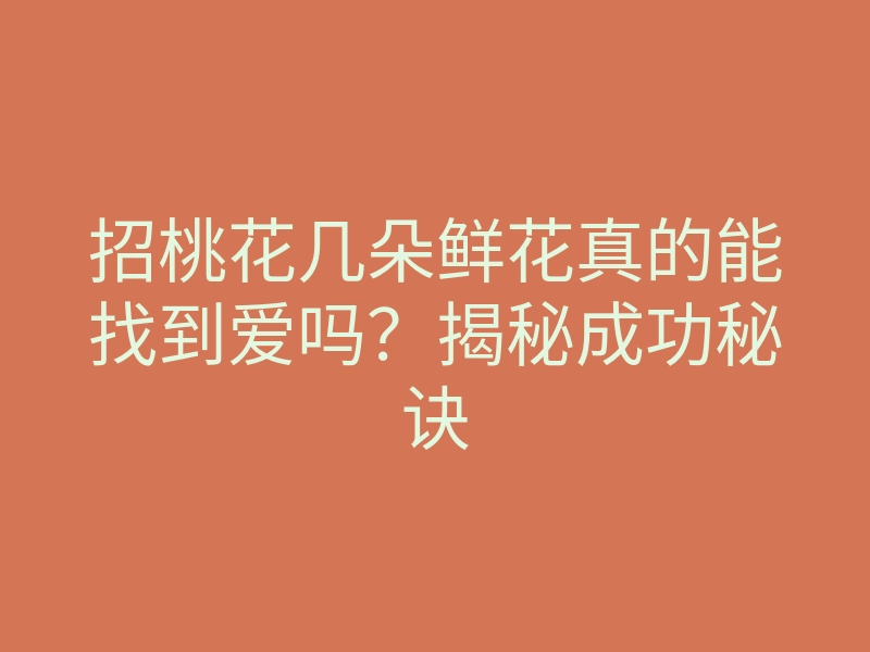 招桃花几朵鲜花真的能找到爱吗？揭秘成功秘诀
