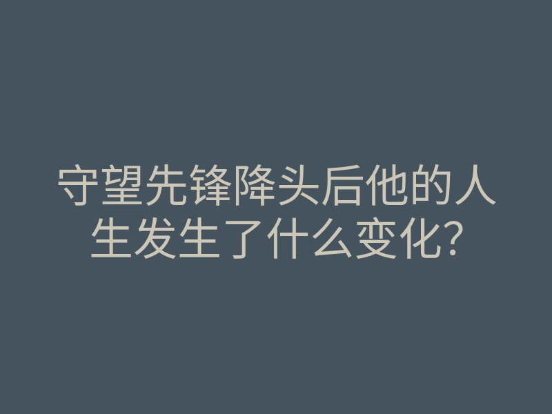 守望先锋降头后他的人生发生了什么变化?