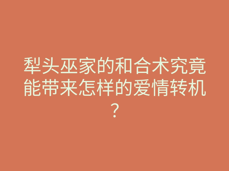 犁头巫家的和合术究竟能带来怎样的爱情转机?