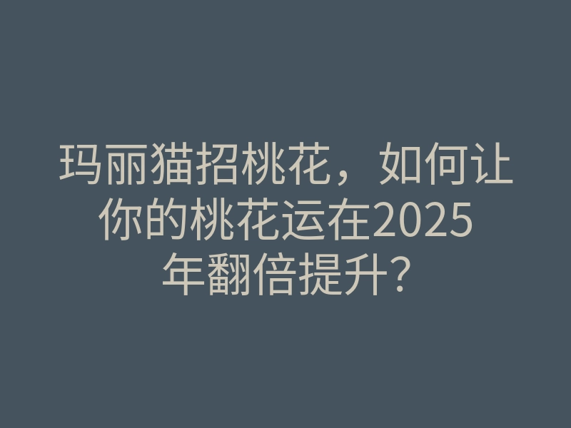 玛丽猫招桃花，如何让你的桃花运在2025年翻倍提升？