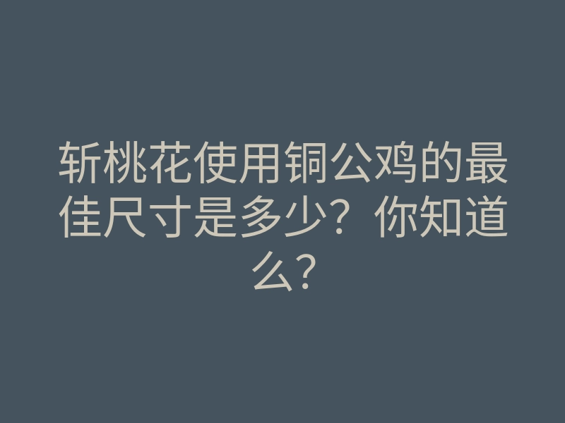 斩桃花使用铜公鸡的最佳尺寸是多少?你知道么?