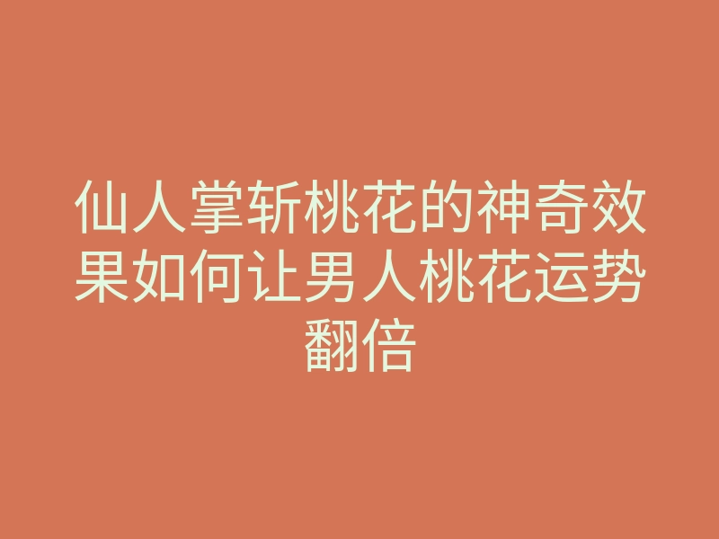 仙人掌斩桃花的神奇效果如何让男人桃花运势翻倍