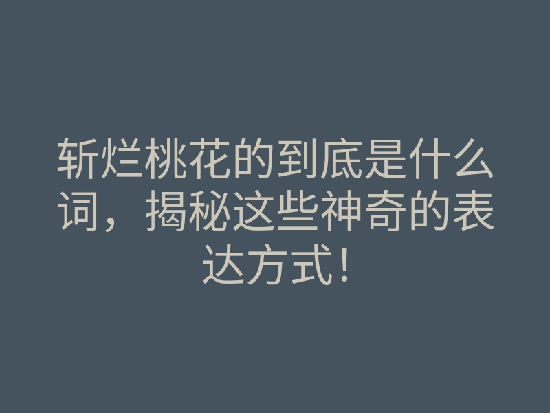 斩烂桃花的到底是什么词，揭秘这些神奇的表达方式！