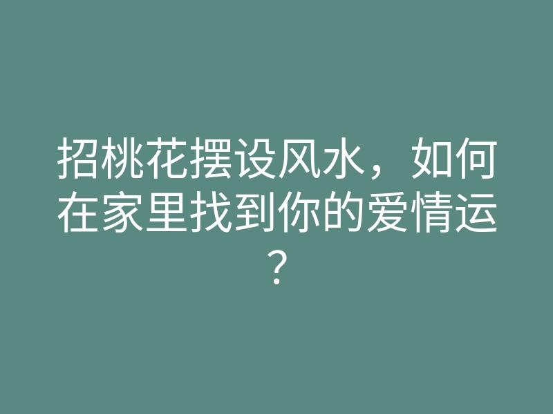 招桃花摆设风水,如何在家里找到你的爱情运?