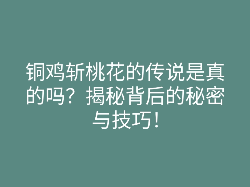 铜鸡斩桃花的传说是真的吗？揭秘背后的秘密与技巧！