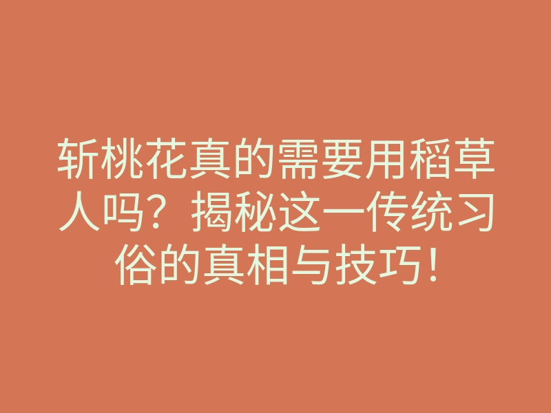 斩桃花真的需要用稻草人吗?揭秘这一传统习俗的真相与技巧!