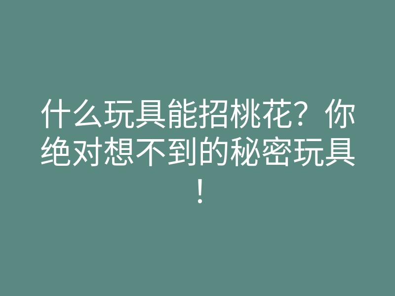 什么玩具能招桃花?你绝对想不到的秘密玩具!