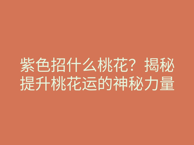 紫色招什么桃花?揭秘提升桃花运的神秘力量