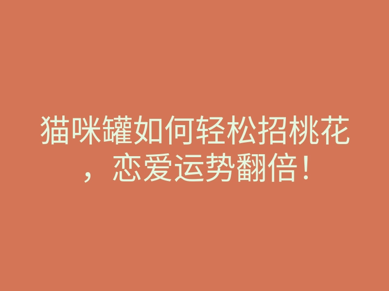 猫咪罐如何轻松招桃花,恋爱运势翻倍!
