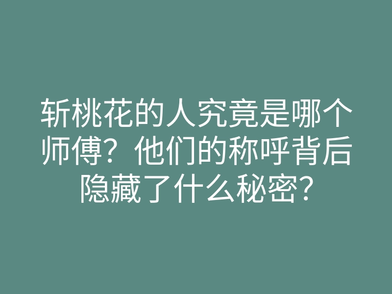 斩桃花的人究竟是哪个师傅?他们的称呼背后隐藏了什么秘密?