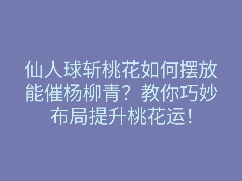 仙人球斩桃花如何摆放能催杨柳青?教你巧妙布局提升桃花运!