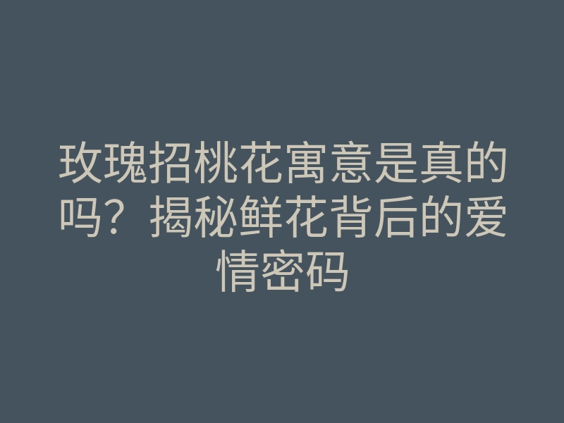 玫瑰招桃花寓意是真的吗?揭秘鲜花背后的爱情密码