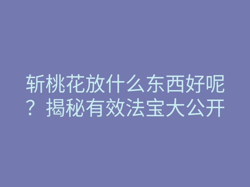 斩桃花放什么东西好呢?揭秘有效法宝大公开