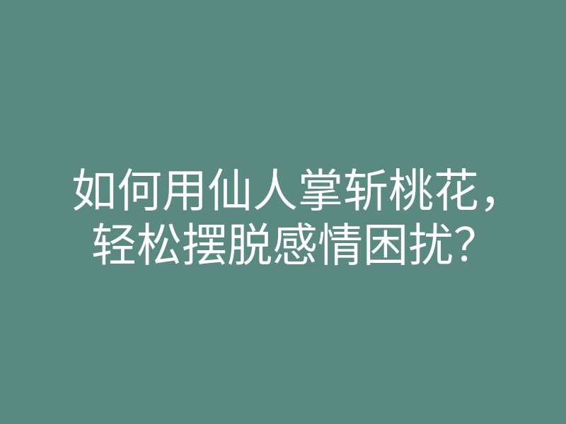如何用仙人掌斩桃花,轻松摆脱感情困扰?