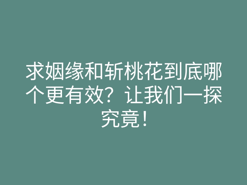 求姻缘和斩桃花到底哪个更有效?让我们一探究竟!