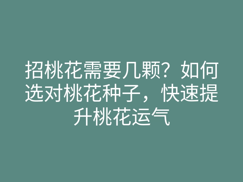招桃花需要几颗?如何选对桃花种子,快速提升桃花运气
