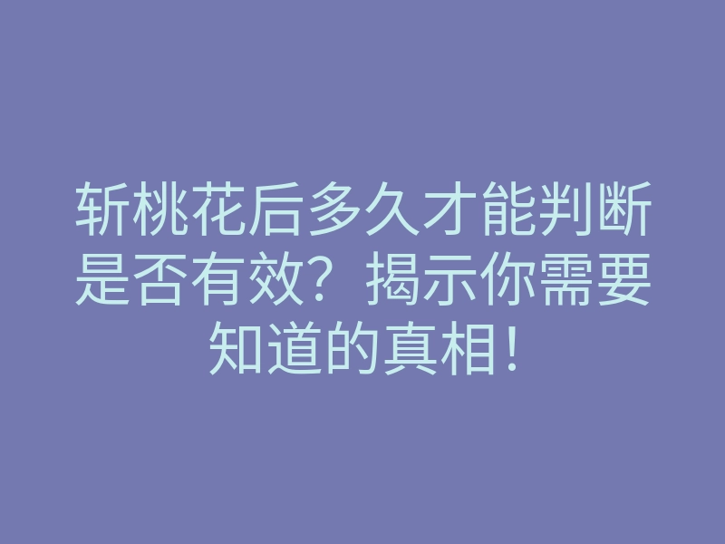 斩桃花后多久才能判断是否有效?揭示你需要知道的真相!
