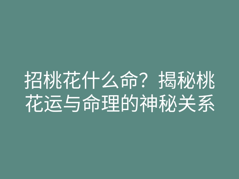 招桃花什么命?揭秘桃花运与命理的神秘关系