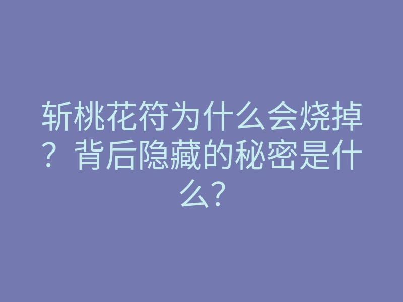 斩桃花符为什么会烧掉?背后隐藏的秘密是什么?