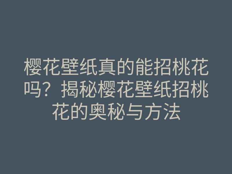 樱花壁纸真的能招桃花吗?揭秘樱花壁纸招桃花的奥秘与方法