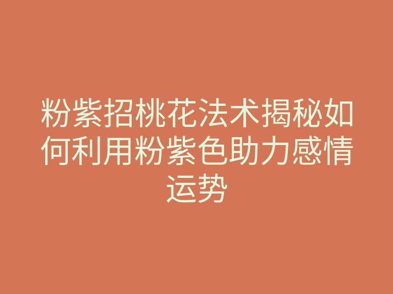 粉紫招桃花法术揭秘如何利用粉紫色助力感情运势