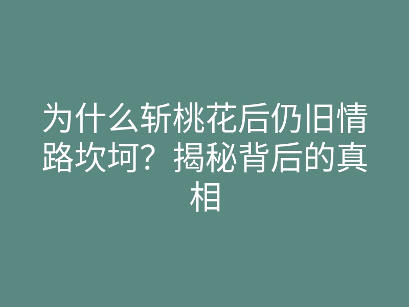 为什么斩桃花后仍旧情路坎坷?揭秘背后的真相