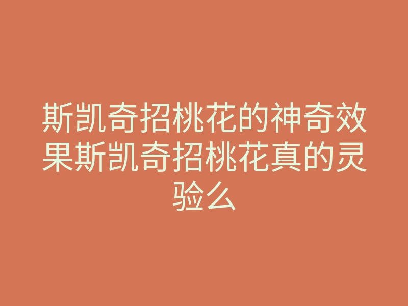 斯凯奇招桃花的神奇效果斯凯奇招桃花真的灵验么