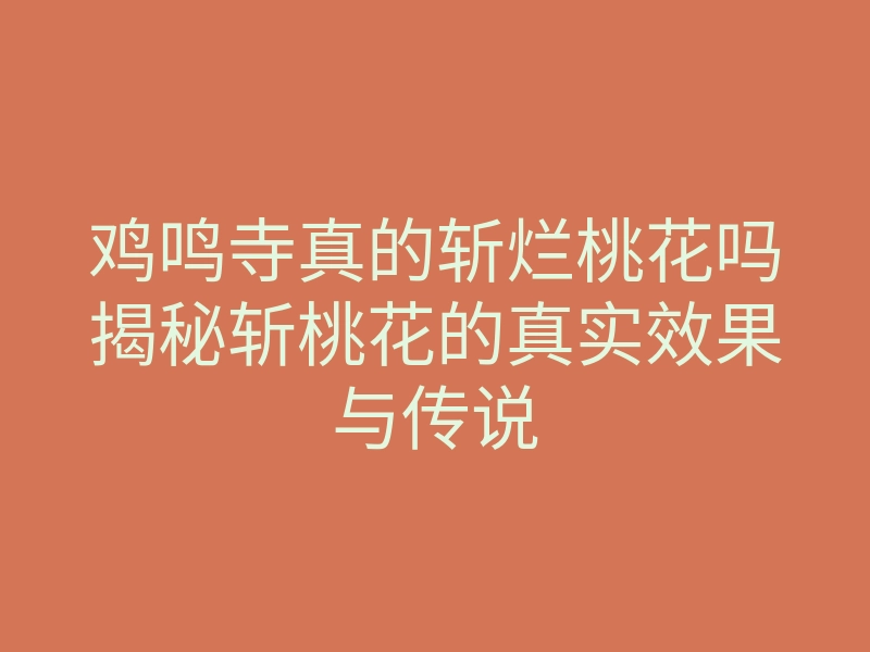 鸡鸣寺真的斩烂桃花吗揭秘斩桃花的真实效果与传说