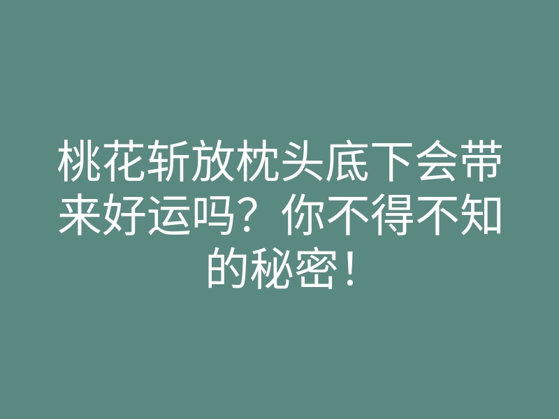 桃花斩放枕头底下会带来好运吗?你不得不知的秘密!