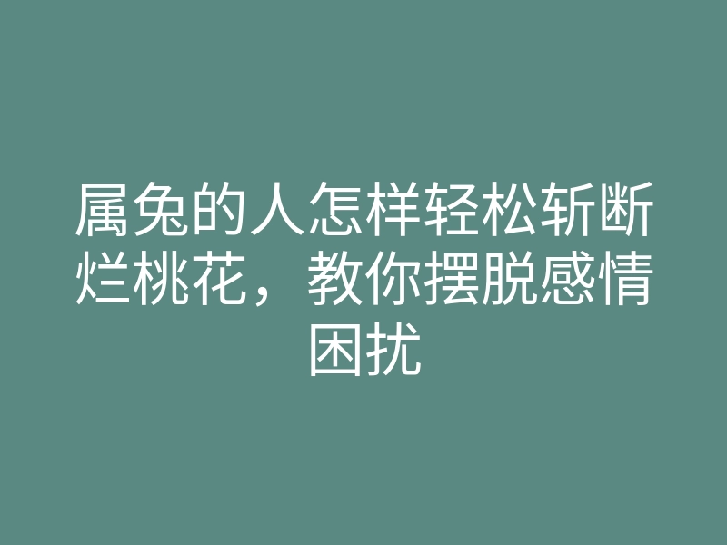 属兔的人怎样轻松斩断烂桃花,教你摆脱感情困扰