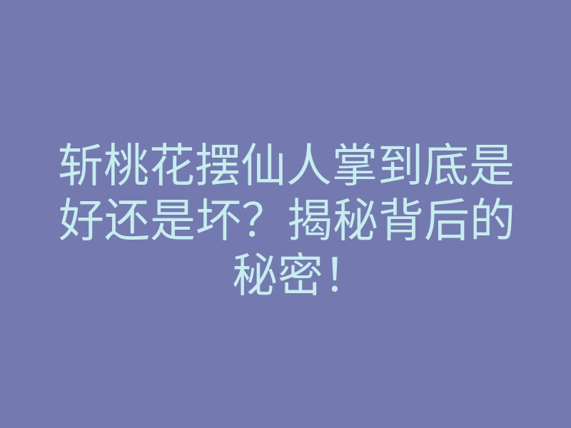 斩桃花摆仙人掌到底是好还是坏?揭秘背后的秘密!