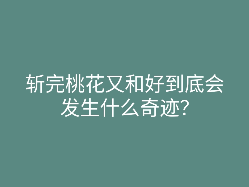 斩完桃花又和好到底会发生什么奇迹？