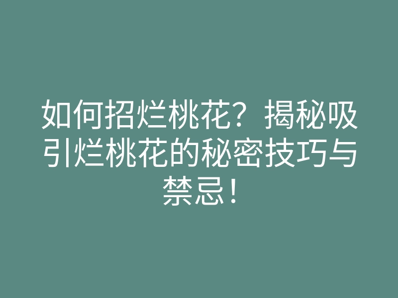 如何招烂桃花?揭秘吸引烂桃花的秘密技巧与禁忌!