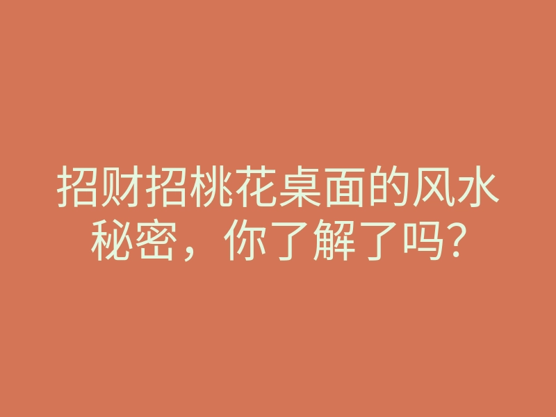招财招桃花桌面的风水秘密,你了解了吗?
