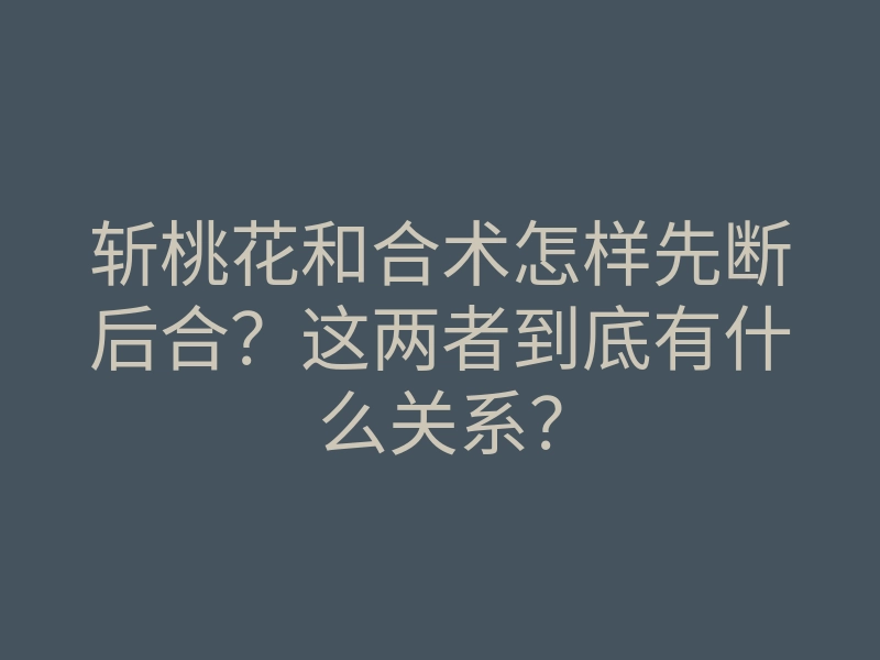 斩桃花和合术怎样先断后合?这两者到底有什么关系?