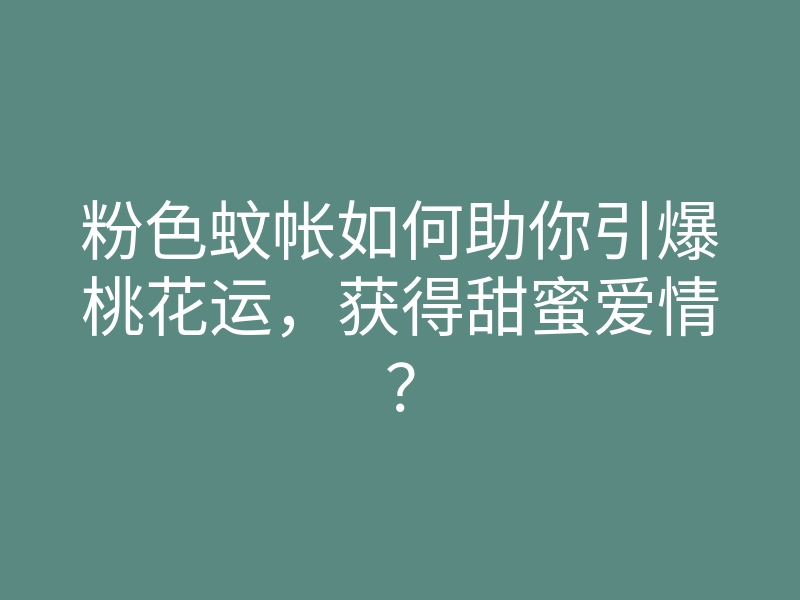 粉色蚊帐如何助你引爆桃花运,获得甜蜜爱情?