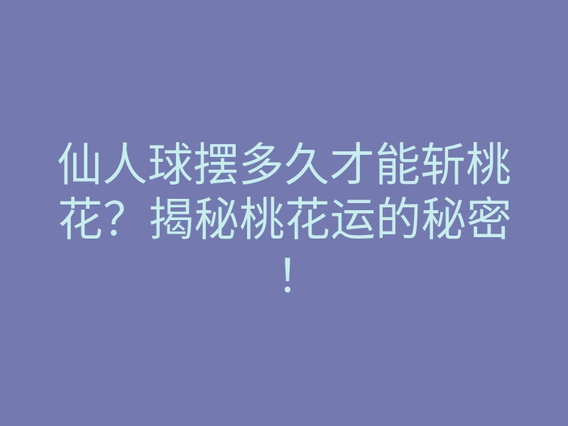 仙人球摆多久才能斩桃花?揭秘桃花运的秘密!