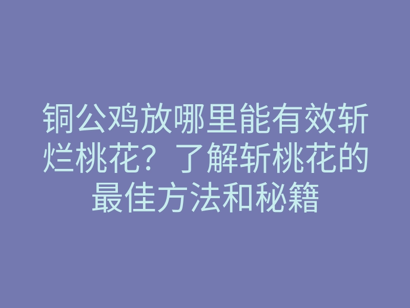 铜公鸡放哪里能有效斩烂桃花?了解斩桃花的最佳方法和秘籍