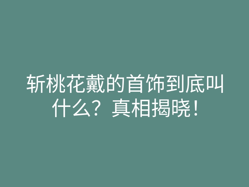 斩桃花戴的首饰到底叫什么?真相揭晓!