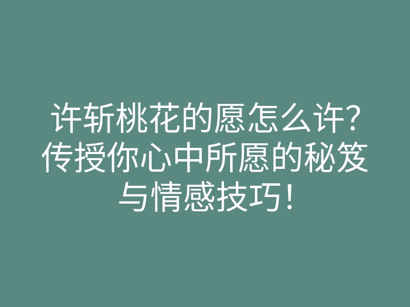 许斩桃花的愿怎么许?传授你心中所愿的秘笈与情感技巧!