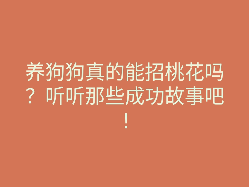养狗狗真的能招桃花吗?听听那些成功故事吧!