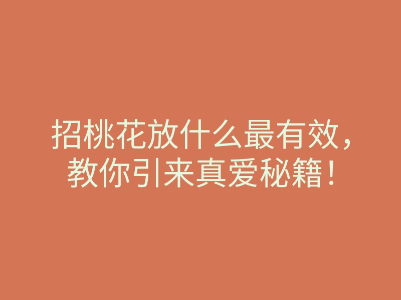 招桃花放什么最有效,教你引来真爱秘籍!