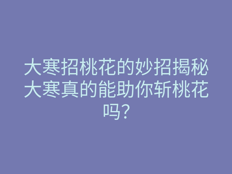 大寒招桃花的妙招揭秘大寒真的能助你斩桃花吗?