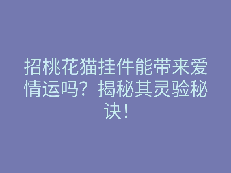 招桃花猫挂件能带来爱情运吗?揭秘其灵验秘诀!